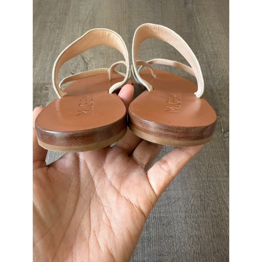 M.Gemi Beige Suede Leather Strappy Slide Sandals Made in Italy Womens Size 11/42